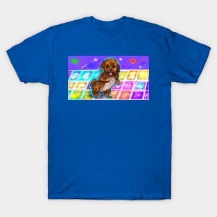 Cavapoo Cavoodle puppy laughing and disco dancing purple- cute cavalier king charles spaniel T-Shirt